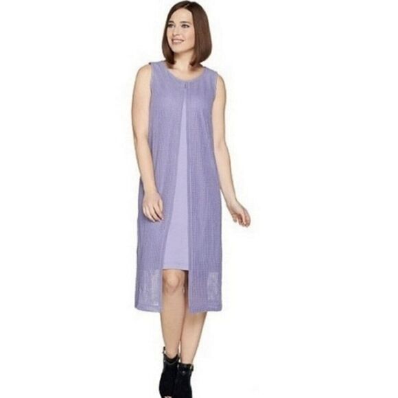 H By Halston Sleeveless Knit Dress Womens‎ 4P Layered Lavender Purple - Picture 1 of 8